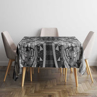 Hawaii Palaka Tablecloth Black Tribal Pattern With Tropical Flowers - Polynesian Pride