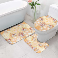 Hawaii Peach Palaka Bathroom Set With Tapa Pattern Tropical Flowers - Polynesian Pride