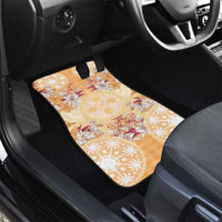 Hawaii Peach Palaka Car Mats With Tapa Pattern Tropical Flowers - Polynesian Pride