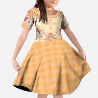 Hawaii Peach Palaka Family Matching Puletasi and Hawaiian Shirt With Tapa Pattern Tropical Flowers - Polynesian Pride