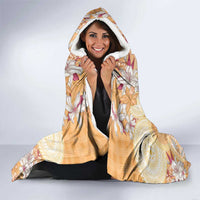 Hawaii Peach Palaka Hooded Blanket With Tapa Pattern Tropical Flowers - Polynesian Pride