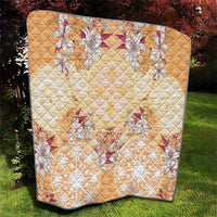 Hawaii Peach Palaka Quilt With Tapa Pattern Tropical Flowers - Polynesian Pride
