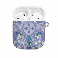 Hawaii Violet Palaka AirPods Case With Tapa Pattern Tropical Flowers - Polynesian Pride