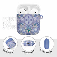 Hawaii Violet Palaka AirPods Case With Tapa Pattern Tropical Flowers - Polynesian Pride