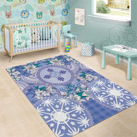 Hawaii Violet Palaka Area Rug With Tapa Pattern Tropical Flowers - Polynesian Pride