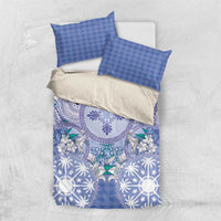 Hawaii Violet Palaka Bedding Set With Tapa Pattern Tropical Flowers - Polynesian Pride