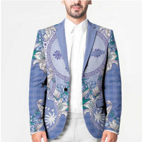 Hawaii Violet Palaka Blazer With Tapa Pattern Tropical Flowers - Polynesian Pride