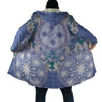 Hawaii Violet Palaka Cloak With Tapa Pattern Tropical Flowers - Polynesian Pride