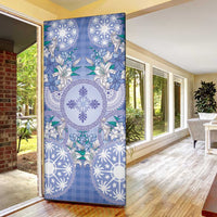 Hawaii Violet Palaka Door Cover With Tapa Pattern Tropical Flowers - Polynesian Pride