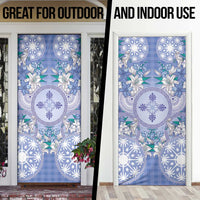 Hawaii Violet Palaka Door Cover With Tapa Pattern Tropical Flowers - Polynesian Pride