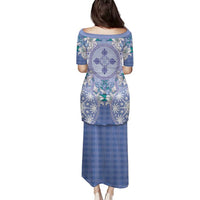 Hawaii Violet Palaka Family Matching Puletasi and Hawaiian Shirt With Tapa Pattern Tropical Flowers - Polynesian Pride