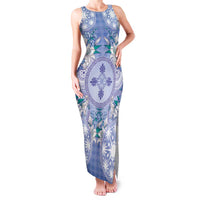 Hawaii Violet Palaka Family Matching Tank Maxi Dress and Hawaiian Shirt With Tapa Pattern Tropical Flowers - Polynesian Pride