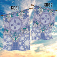 Hawaii Violet Palaka Garden Flag With Tapa Pattern Tropical Flowers - Polynesian Pride