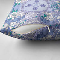 Hawaii Violet Palaka Pillow Cover With Tapa Pattern Tropical Flowers - Polynesian Pride