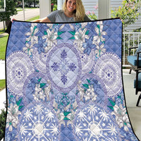 Hawaii Violet Palaka Quilt With Tapa Pattern Tropical Flowers - Polynesian Pride