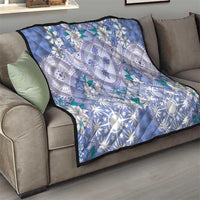 Hawaii Violet Palaka Quilt With Tapa Pattern Tropical Flowers - Polynesian Pride