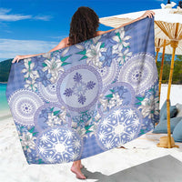 Hawaii Violet Palaka Sarong With Tapa Pattern Tropical Flowers - Polynesian Pride