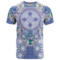 Hawaii Violet Palaka T Shirt With Tapa Pattern Tropical Flowers - Polynesian Pride