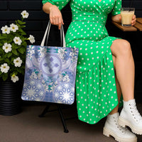 Hawaii Violet Palaka Tote Bag With Tapa Pattern Tropical Flowers - Polynesian Pride