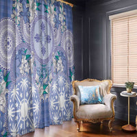 Hawaii Violet Palaka Window Curtain With Tapa Pattern Tropical Flowers - Polynesian Pride