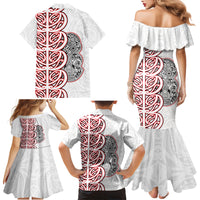 Aotearoa New Zealand Family Matching Mermaid Dress and Hawaiian Shirt Maori Marae Pattern Tiki LT05 - Polynesian Pride