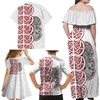 Aotearoa New Zealand Family Matching Off Shoulder Maxi Dress and Hawaiian Shirt Maori Marae Pattern Tiki LT05 - Polynesian Pride