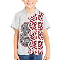 Aotearoa New Zealand Family Matching Puletasi Dress and Hawaiian Shirt Maori Marae Pattern Tiki LT05 Son's Shirt White - Polynesian Pride