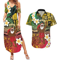 Vanuatu Christmas Couples Matching Summer Maxi Dress and Hawaiian Shirt Ni-Van Santa Retro Style - Polynesian Pride