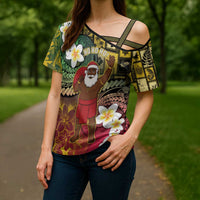 Vanuatu Christmas Cross Shoulder Shirt Ni-Van Santa Retro Style - Polynesian Pride