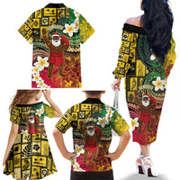 Vanuatu Christmas Family Matching Off The Shoulder Long Sleeve Dress and Hawaiian Shirt Ni-Van Santa Retro Style LT05 - Polynesian Pride