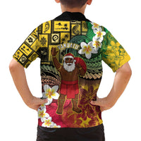 Vanuatu Christmas Family Matching Off Shoulder Maxi Dress and Hawaiian Shirt Ni-Van Santa Retro Style - Polynesian Pride