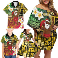 Vanuatu Christmas Family Matching Off Shoulder Short Dress and Hawaiian Shirt Ni-Van Santa Retro Style LT05 - Polynesian Pride