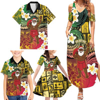 Vanuatu Christmas Family Matching Summer Maxi Dress and Hawaiian Shirt Ni-Van Santa Retro Style - Polynesian Pride