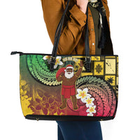 Vanuatu Christmas Leather Tote Bag Ni-Van Santa Retro Style - Polynesian Pride