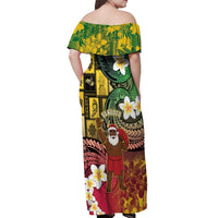 Vanuatu Christmas Off Shoulder Maxi Dress Ni-Van Santa Retro Style - Polynesian Pride