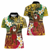 Vanuatu Christmas Women Polo Shirt Ni-Van Santa Retro Style - Polynesian Pride