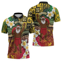 Vanuatu Christmas Zipper Polo Shirt Ni-Van Santa Retro Style - Polynesian Pride