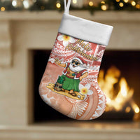 Hawaii Mele Kalikimaka Christmas Stocking Hula Santa Retro Style Red - Polynesian Pride