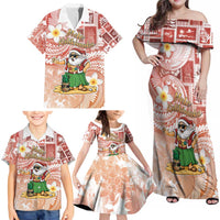 Hawaii Mele Kalikimaka Family Matching Off Shoulder Maxi Dress and Hawaiian Shirt Hula Santa Retro Style Red LT05 - Polynesian Pride