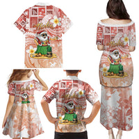 Hawaii Mele Kalikimaka Family Matching Puletasi and Hawaiian Shirt Hula Santa Retro Style Red - Polynesian Pride