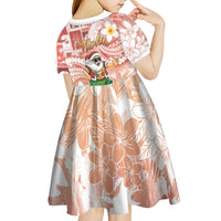 Hawaii Mele Kalikimaka Kid Short Sleeve Dress Hula Santa Retro Style Red - Polynesian Pride