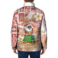 Hawaii Mele Kalikimaka Padded Jacket Hula Santa Retro Style Red - Polynesian Pride