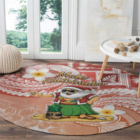 Hawaii Mele Kalikimaka Round Carpet Hula Santa Retro Style Red - Polynesian Pride