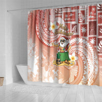 Hawaii Mele Kalikimaka Shower Curtain Hula Santa Retro Style Red - Polynesian Pride