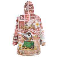 Hawaii Mele Kalikimaka Wearable Blanket Hoodie Hula Santa Retro Style Red - Polynesian Pride