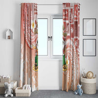 Hawaii Mele Kalikimaka Window Curtain Hula Santa Retro Style Red - Polynesian Pride