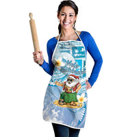 Hawaii Mele Kalikimaka Apron Hula Santa Retro Style Blue - Polynesian Pride