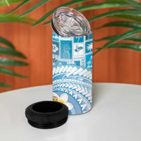 Hawaii Mele Kalikimaka 4 in 1 Can Cooler Tumbler Hula Santa Retro Style Blue - Polynesian Pride