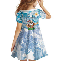 Hawaii Mele Kalikimaka Family Matching Summer Maxi Dress and Hawaiian Shirt Hula Santa Retro Style Blue - Polynesian Pride