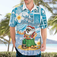 Hawaii Mele Kalikimaka Hawaiian Shirt Hula Santa Retro Style Blue - Polynesian Pride